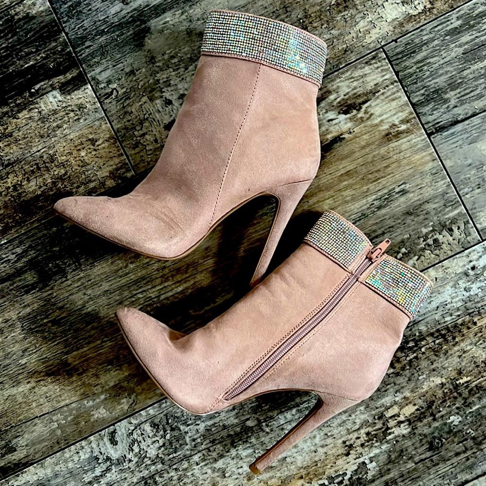 Rose with rhinestone top heels stilletto size 7